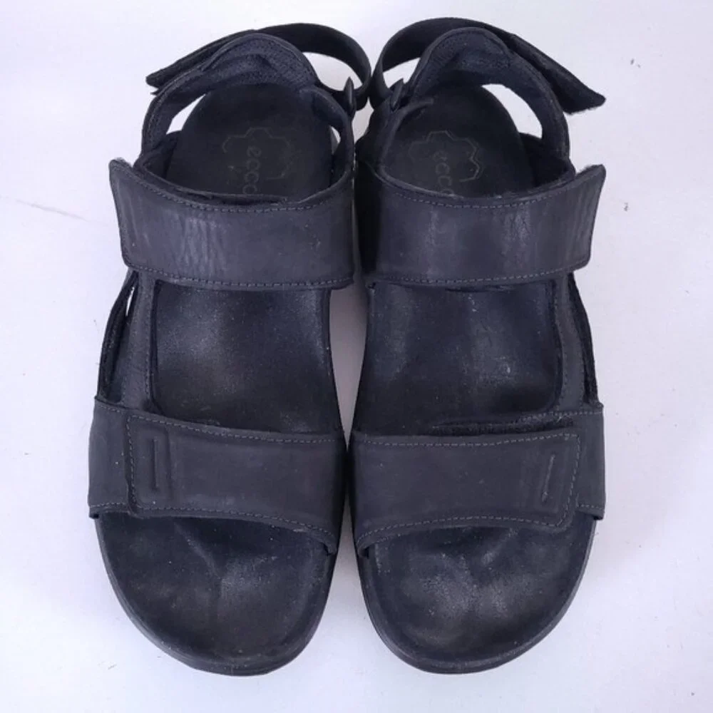 ECCO Mens X-trinsic 3S Black Leather Sandals Shoes Size 9